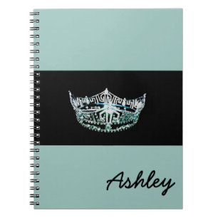 Miss America Teal Crown Custom Aqua Notebook