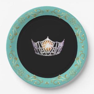 Miss America Turquoise Silver Crown Paper Plates