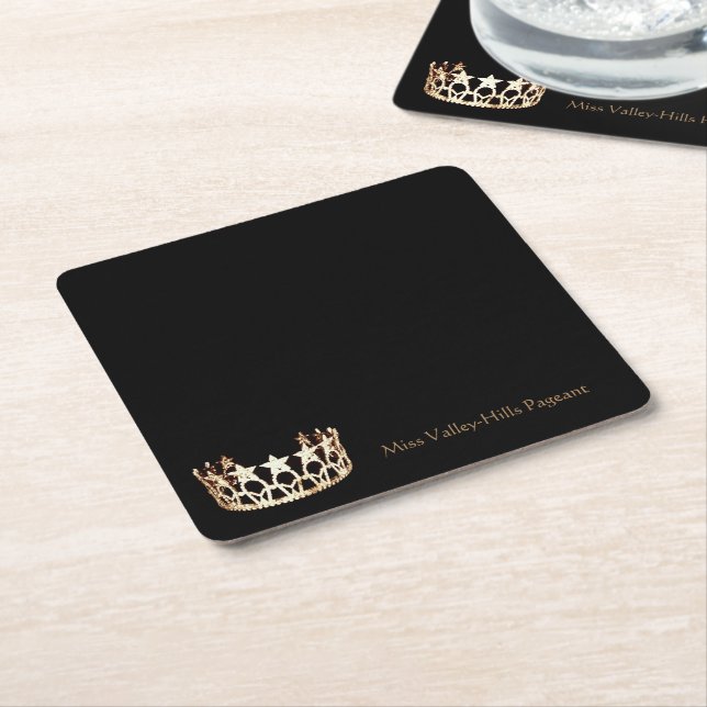 Miss America USA Gold-Stars Crown Paper Coasters (Angled)