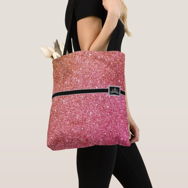 Miss America USA Pageant Tiara Glitter Tote Bag (Close Up)