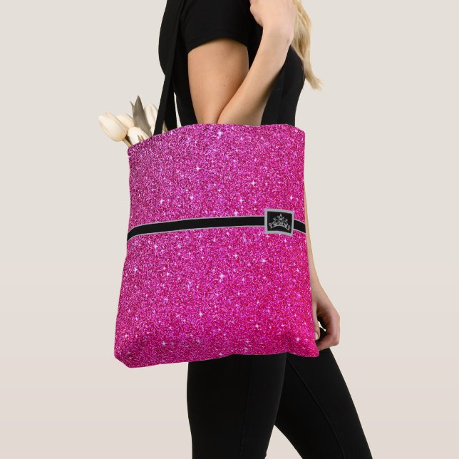 Miss America USA Pageant Tiara Glitter Tote Bag (Close Up)
