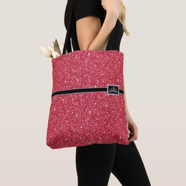 Miss America USA Pageant Tiara Glitter Tote Bag (Close Up)