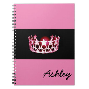 Miss America USA Pink Crown Notebook Custom Name