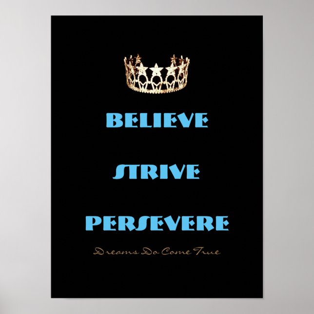 Miss America USA style Believe Strive Crown Poster (Front)