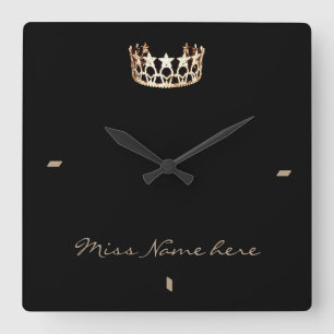 Miss America USA style Gold Crown Clock