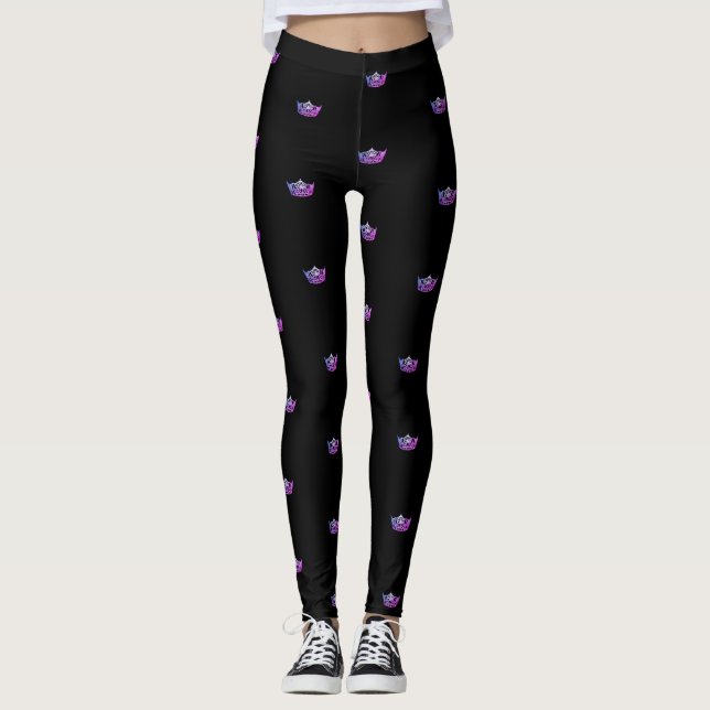 Miss America Women's Dark Pink Crown Leggings (Front)
