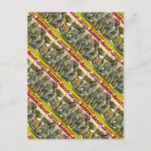 Miss Amy Dupont and War Elephants Vintage Circus Postcard