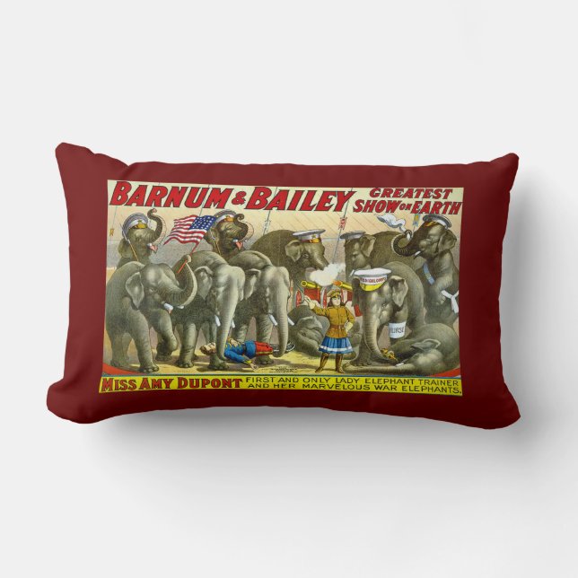 Miss Amy Dupont Trained Circus Elephants Barnum Lumbar Cushion (Front)