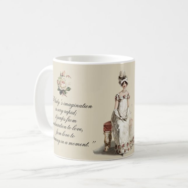 Miss Bennet, quote and roses, Coffee Mug (Front Left)