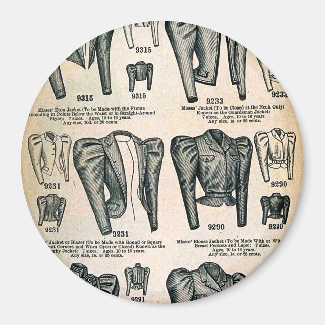 Miss' Bicycle Jakcets - Vintage 1897 Advertisement Magnet (Front)