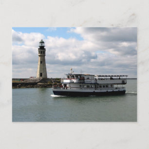 Miss Buffalo & Buffalo Main Lighthouse Postcard