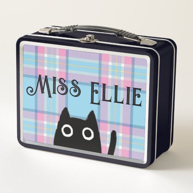 Miss Ellie and Cat Black Lunchbox (Front)