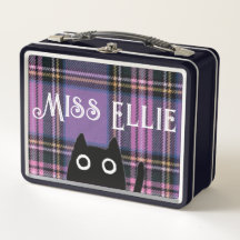 Miss Ellie and Cat Purple Plaid/Black Lunchbox