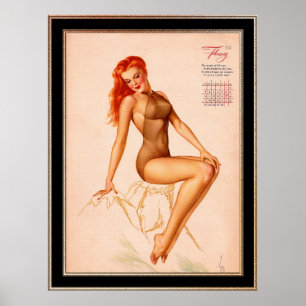 Miss February Varga Girl 1946 Pin-up Calendar Poster