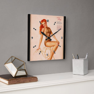 Miss February Varga Girl 1946 Pin-up Calendar Square Wall Clock