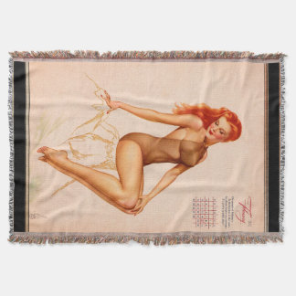 Miss February Varga Girl 1946 Pin-up Calendar Throw Blanket