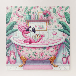 Miss Flamingo has a Bubble Bath Jigsaw Puzzle