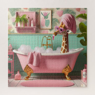 Miss Giraffe is taking a Bubble Bath Jigsaw Puzzle