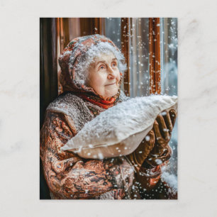 Miss Holle Shaking Snow From the Sky Postcard