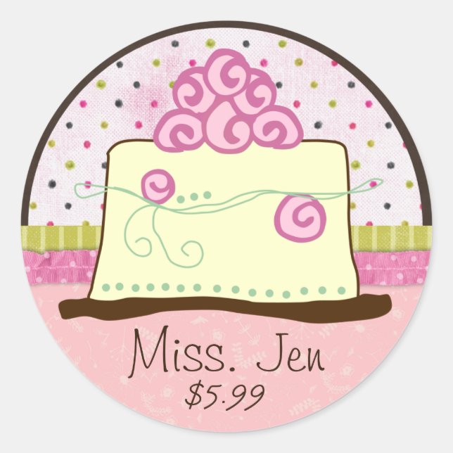 Miss. Jen Cake Small Merchandise Labels / Stickers (Front)