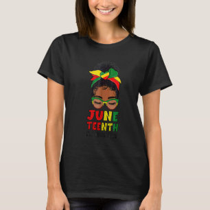 Miss Juneteenth Since 1865 Messy Bun Black Women T-Shirt