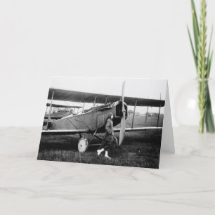 Miss Katherine Stinson and her Curtiss aeroplane Card