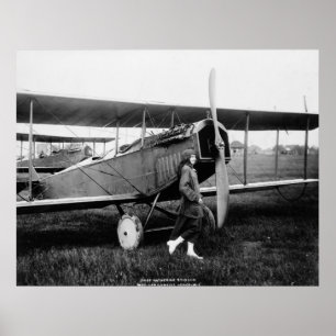 Miss Katherine Stinson and her Curtiss aeroplane Poster