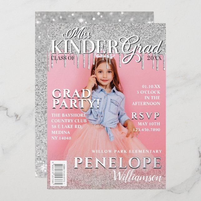 Miss Kinder Grad Glitter Drip Photo Magazine Cover (Front/Back)