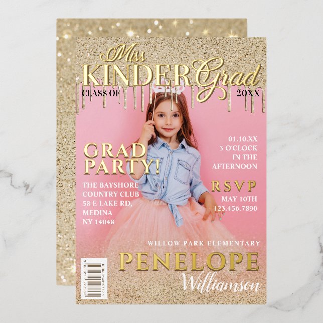 Miss Kinder Grad Gold Glitter Drip Magazine Cover (Front/Back)