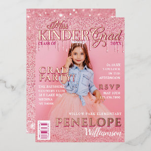 Miss Kinder Grad Pink Glitter Drip Magazine Cover 