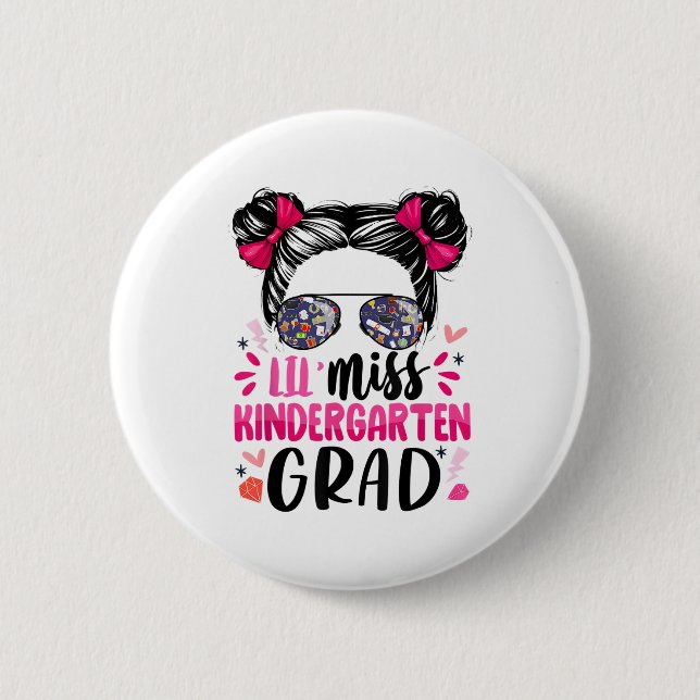 Miss Kindergarten Grad Graduation Graduated Girls  6 Cm Round Badge (Front)