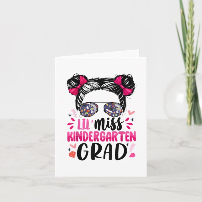 Miss Kindergarten Grad Graduation Graduated Girls  Card (Front)