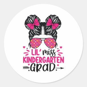 Miss Kindergarten Grad Graduation Graduated Girls  Classic Round Sticker