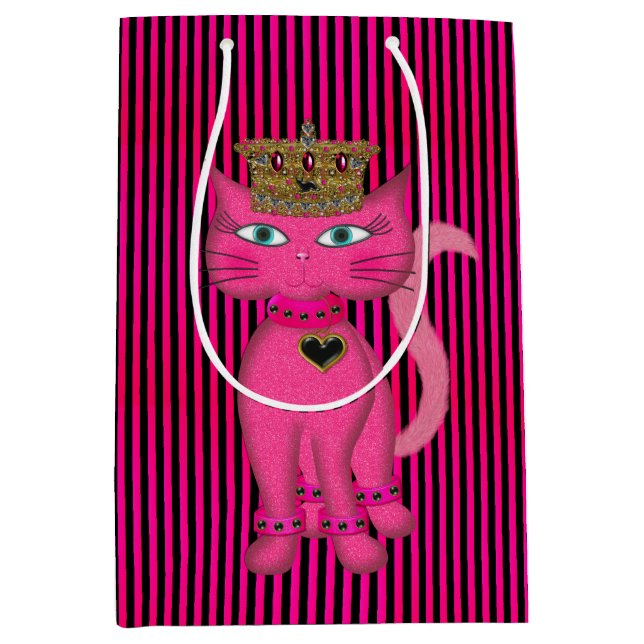 Miss Kitty, Pink Glitter 1s-GIFT BAG M (Front)