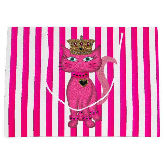 Miss Kitty, Pink Glitter 3s-GIFT BAG L (Front)