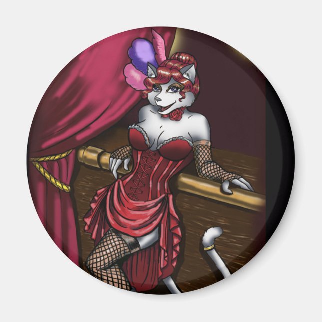 Miss Kitty Round Magnet (Front)