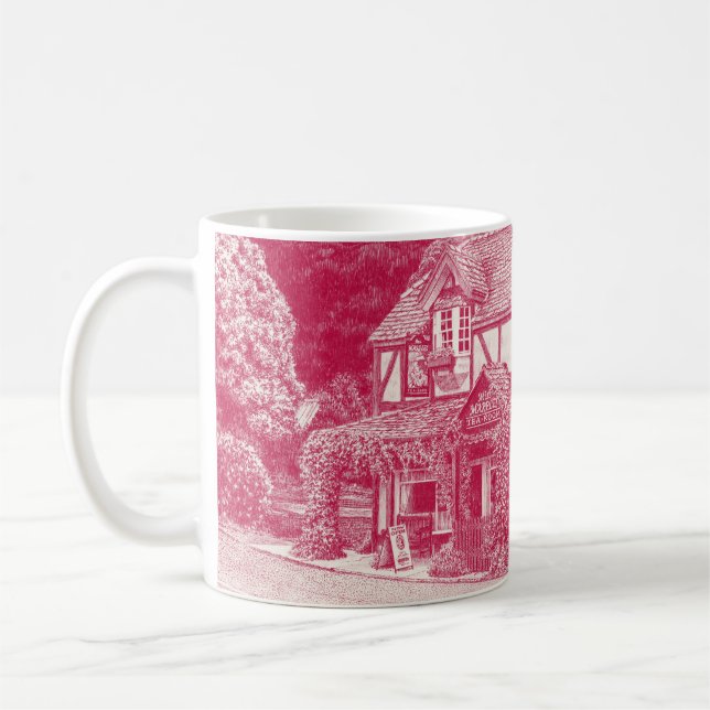 'Miss Marple's Tea Room' (Raspberry) - Mug (Left)