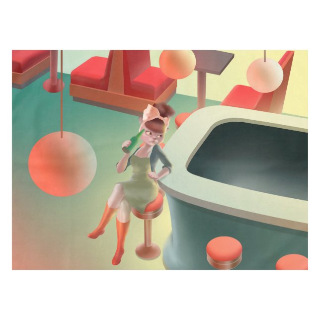 Miss Meow – Late Night Bar Series Tablecloth (Front (Horizontal))