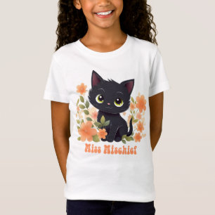Miss Mischief Black Kitty Kawaii Chibi T-Shirt