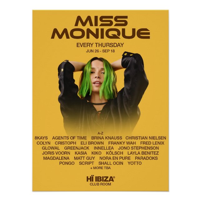 Miss Monique - Hï Ibiza club Poster (Front)