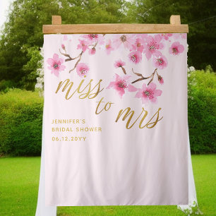 Miss Mrs Cherry Blossoms Sakura Bridal Backdrop Tapestry