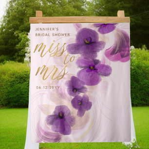 Miss Mrs Elegant Purple Orchid Bridal Backdrop Tapestry