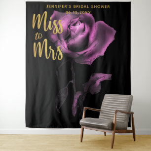 Miss Mrs Moody Purple Rose Dark Bridal Backdrop Tapestry