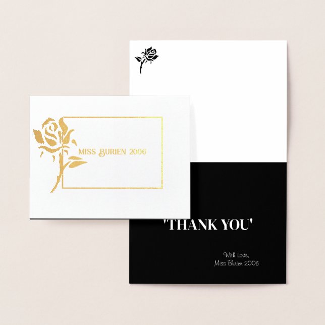 Miss Mrs. Pageant Rose Foil Custom Thank You  Foil Card (Display)