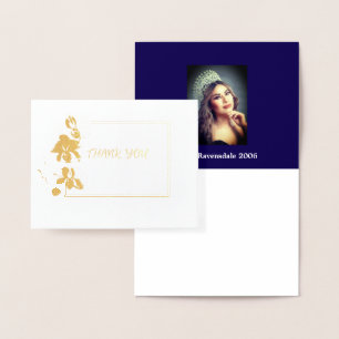 Miss Mrs. Teen kids pageant photo Orchid Thank You Foil Card