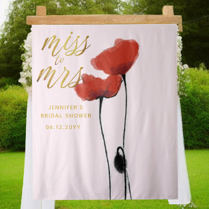 Miss Mrs Wildflower Red Poppy Pink Bridal Backdrop Tapestry