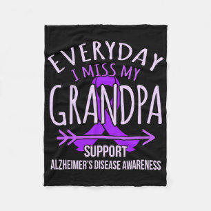 Miss My Grandpa Heimerheimer's Disease Awareness R Fleece Blanket