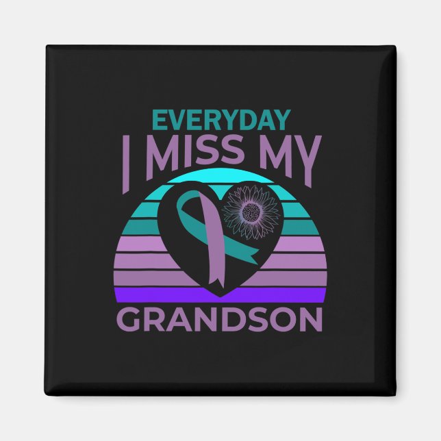 Miss My Grandson Heart Suicide Awareness Grandma G Magnet (Front)
