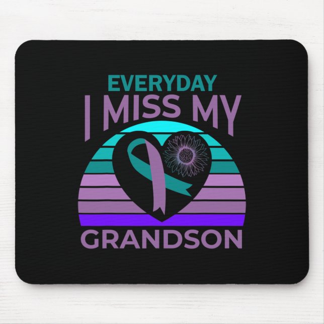 Miss My Grandson Heart Suicide Awareness Grandma G Mouse Mat (Front)