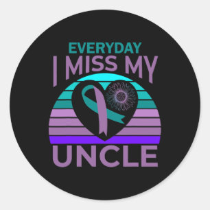 Miss My Uncle Heart Sunflower Suicide Awareness Ni Classic Round Sticker